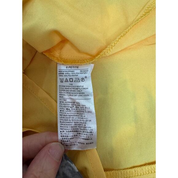 Floral Print Banana Republic Fit Flare Dress Spring Yellow Sheer Stripe Party 6P - Picture 8 of 10